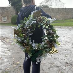 All emerald and gold artificial wreath